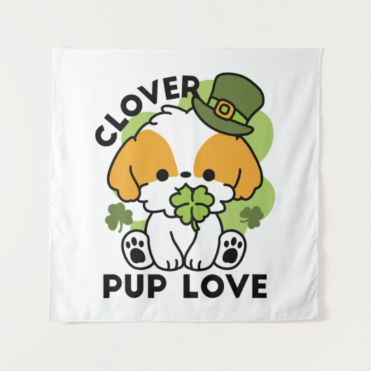 Tenture Clover Pup Love - St. Patrick's Day Chien Design (Devant)