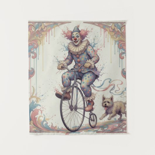 Tenture Clown on a bike Tapestry (Devant)