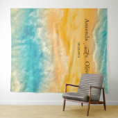 Tenture Coastal Chic Golden Sand Turquoise Mariage fond (En situation (horizontale))