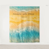 Tenture Coastal Chic Golden Sand Turquoise Mariage fond (Devant)