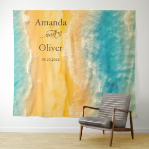 Tenture Coastal Chic Golden Sand Turquoise Mariage fond