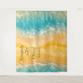 Tenture Coastal Chic Golden Sand Turquoise Mariage fond (Devant)