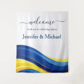Tenture Cobalt Blue and Yellow Wedding Welcome Sign (Devant)