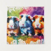 Tenture Cobayes mignons aux éclaboussures de couleur (Devant)