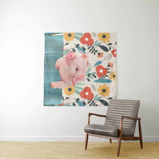 Tenture Cochon de bébé convivial | Bébé mignon animal (En situation (horizontale))