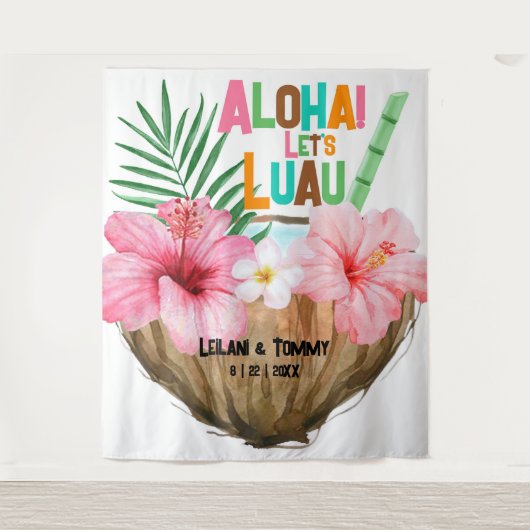 Tenture Cocktail à la noix de coco | Aloha Luau Tropical H (Devant)