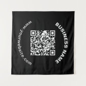 Tenture Code QR avec nom d'entreprise Texte circulaire gra (Devant (Horizontal))