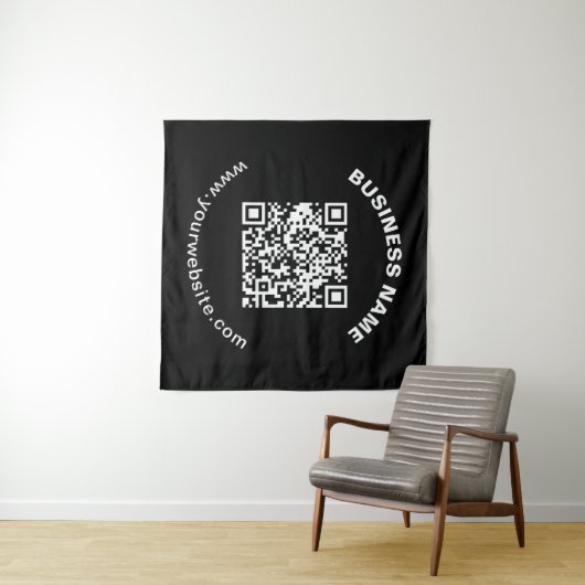Tenture Code QR avec nom d'entreprise Texte circulaire gra (En situation (horizontale))