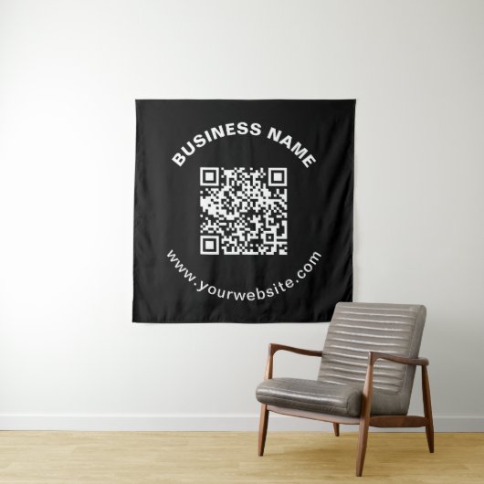 Tenture Code QR avec nom d'entreprise Texte circulaire gra (En situation)