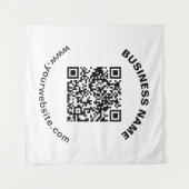 Tenture Code QR avec nom d'entreprise Texte circulaire gra (Devant (Horizontal))