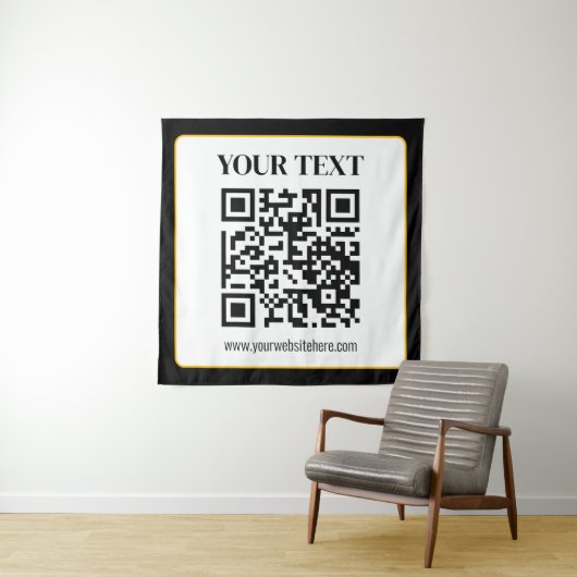 Tenture Code QR d'entreprise avec texte en haut et en bas, (En situation)