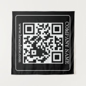 Tenture Code QR éditable Noir Blanc Design Rétro Moderne (Devant (Horizontal))