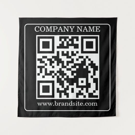 Tenture Code QR éditable Noir Blanc Design Rétro Moderne (Devant)