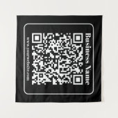Tenture Code QR éditable Noir & Blanc Style Rétro Moderne (Devant (Horizontal))