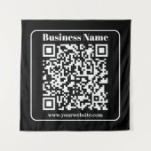 Tenture Code QR éditable Noir & Blanc Style Rétro Moderne (Devant)