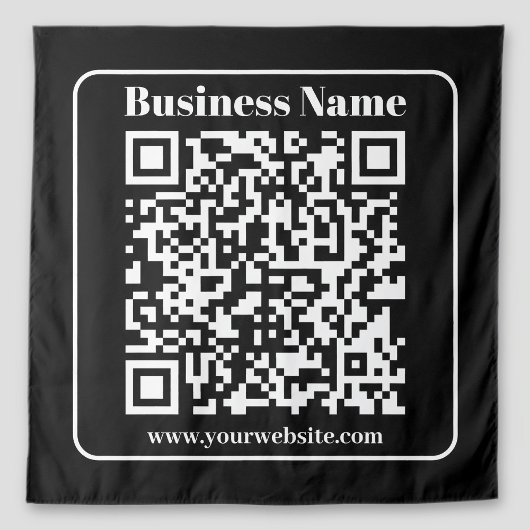 Tenture Code QR éditable Noir & Blanc Style Rétro Moderne