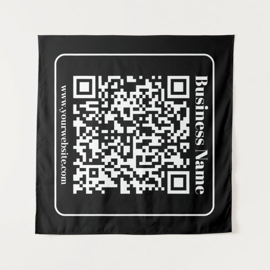 Tenture Code QR éditable noir et blanc de style rétro mode (Devant (Horizontal))