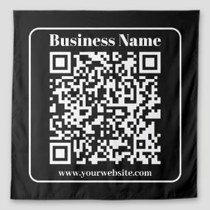 Tenture Code QR éditable noir et blanc de style rétro mode