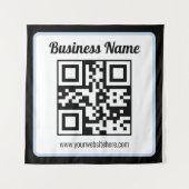 Tenture Code QR éditable & Texte avec bordure bleu clair (Devant)