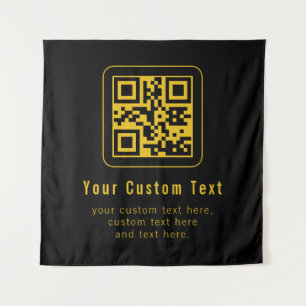 Tenture Code QR et modèle de texte modifiables Noir et o