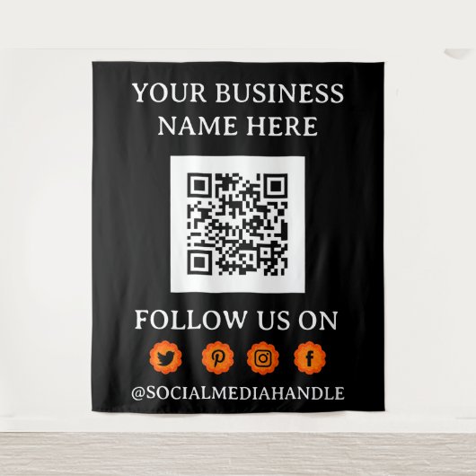 Tenture CODE QR & MÉDIAS SOCIAUX Promotion d'événement com (Devant)