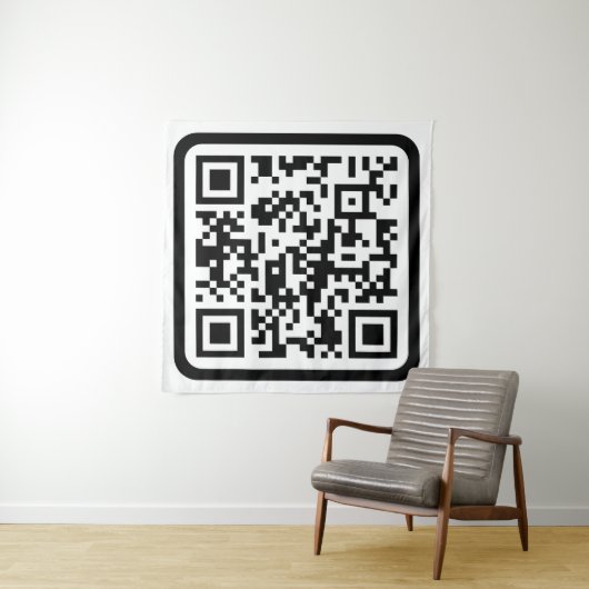 Tenture Code QR moderne modifiable | Blanc noir ou toute c (En situation)