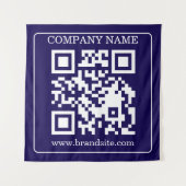 Tenture Code QR modifiable Bleu Nuit Affichage de Marque M (Devant)