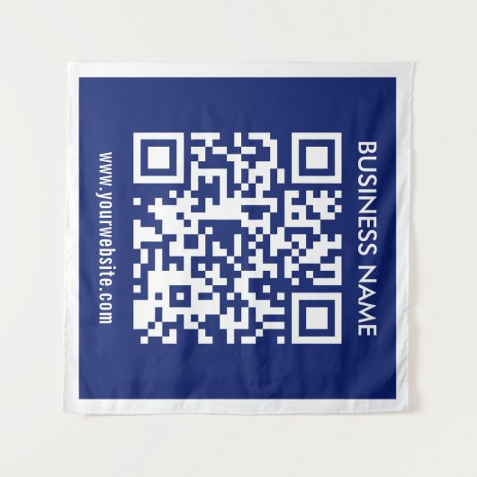 Tenture Code QR modifiable (généré instantanément) | bleu  (Devant (Horizontal))