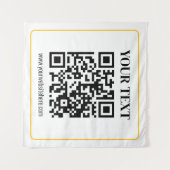 Tenture Code QR modifiable & Texte avec bordure jaune or (Devant (Horizontal))