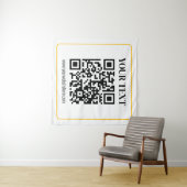 Tenture Code QR modifiable & Texte avec bordure jaune or (En situation (horizontale))