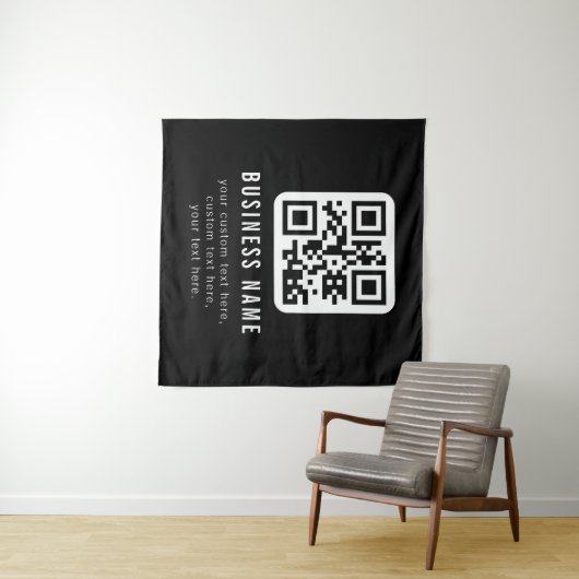 Tenture Code QR personnalisable & conception de texte modi (En situation (horizontale))