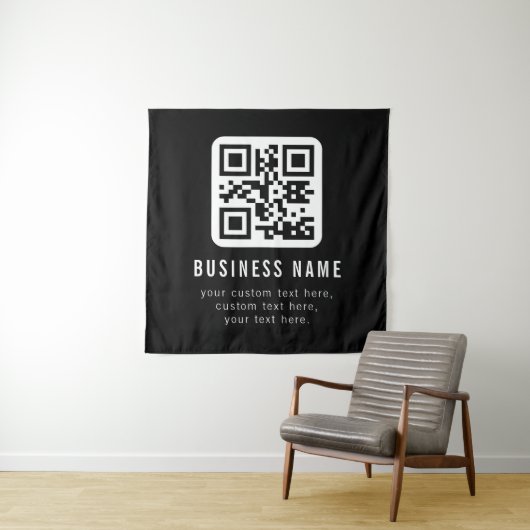 Tenture Code QR personnalisable & modèle de texte modifiab (En situation)