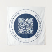 Tenture Code QR personnalisable & Texte | Bleu marine fonc (Devant (Horizontal))