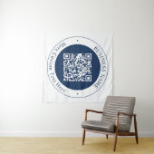 Tenture Code QR personnalisable & Texte | Bleu marine fonc (En situation (horizontale))