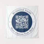 Tenture Code QR personnalisable & Texte | Bleu marine fonc (Devant)