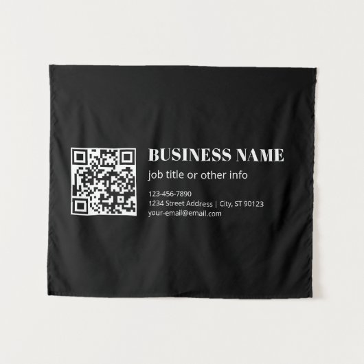 Tenture Code QR personnalisé & Texte rétro-moderne modifia (Devant (Horizontal))