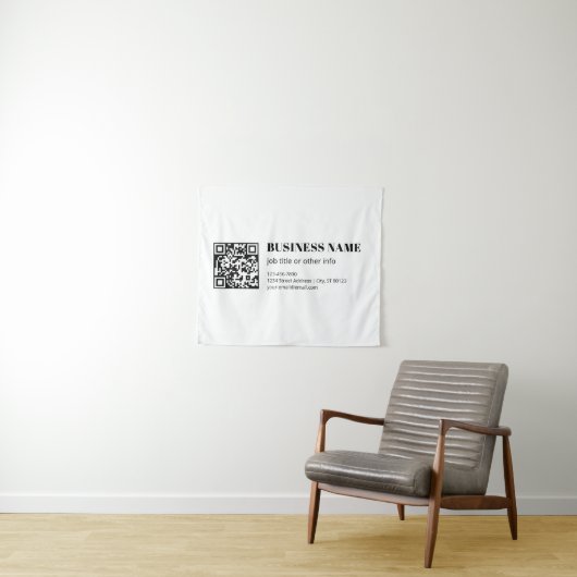 Tenture Code QR personnalisé & Texte rétro-moderne modifia (En situation (horizontale))