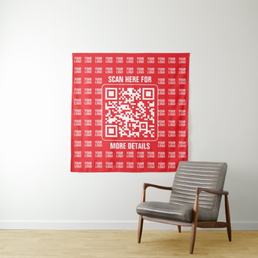 Tenture Code QR promotionnel (modifiable) avec motif de lo (En situation)