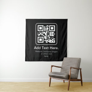 Tenture Code QR scannable moderne Noir Blanc & Gris