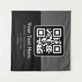 Tenture Code QR scannable moderne | Noir Gris & Blanc (Devant (Horizontal))