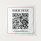 Tenture Code QR simple noir et blanc avec bordure rouge (Devant)