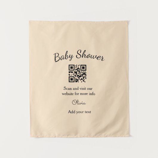 Tenture Code QR simple pour baby shower avec nom et texte (Devant)