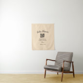 Tenture Code QR simple pour baby shower avec nom et texte (En situation)