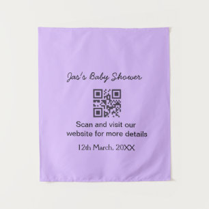 Tenture Code QR simple pour baby shower avec texte de nom