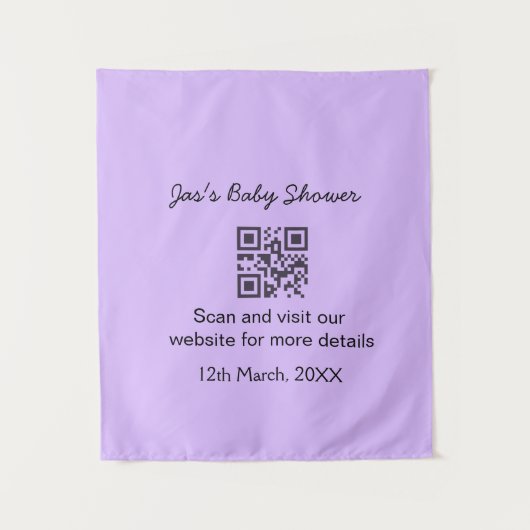 Tenture Code QR simple pour baby shower avec texte de nom (Devant)