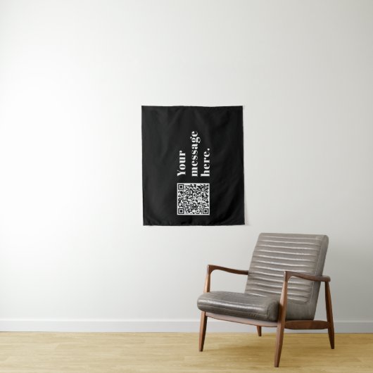 Tenture Code QR téléchargé et texte rétro modifiable (En situation)