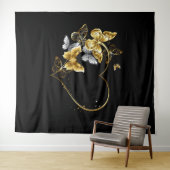 Tenture Coeur aux papillons d'or (En situation (horizontale))