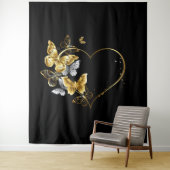 Tenture Coeur aux papillons d'or (En situation)