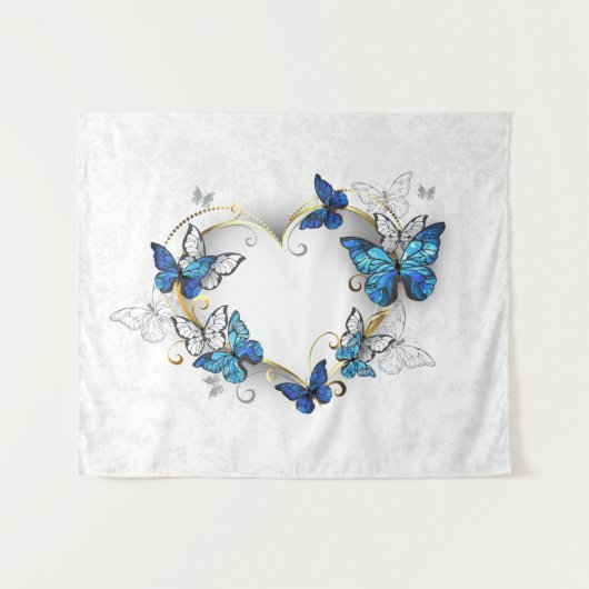 Tenture Coeur bijoux avec papillons Morpho (Devant (Horizontal))