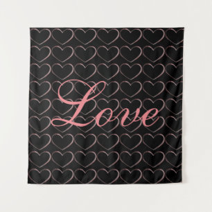 Tenture Cœur branché gris calligraphie amour mariage